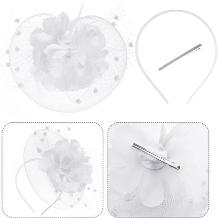 20s Fascinators Hat for Women Tea Party Headpiece Mesh Feathers Hair Clip for Bridal Wedding.