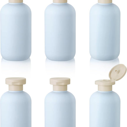 6 PCS Shampoo Travel Bottles, 200ml Refillable Travel Bottles Set for Toiletries,Empty Plastic Squeeze Bottles with Flip Cap for Conditioner, Lotions and Creams (Light Blue).