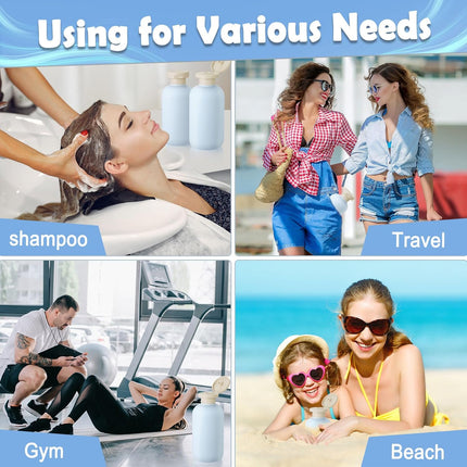 6 PCS Shampoo Travel Bottles, 200ml Refillable Travel Bottles Set for Toiletries,Empty Plastic Squeeze Bottles with Flip Cap for Conditioner, Lotions and Creams (Light Blue).