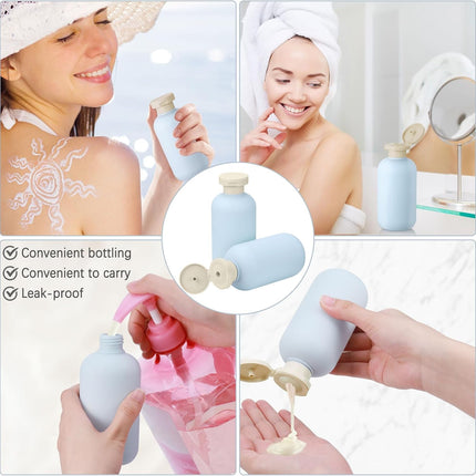 6 PCS Shampoo Travel Bottles, 200ml Refillable Travel Bottles Set for Toiletries,Empty Plastic Squeeze Bottles with Flip Cap for Conditioner, Lotions and Creams (Light Blue).