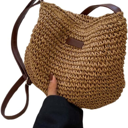 Straw Beach Bag, Summer Straw Bag Female Fashion Braided Single Shoulder Crossbody Bag All-Match Beach Bag.