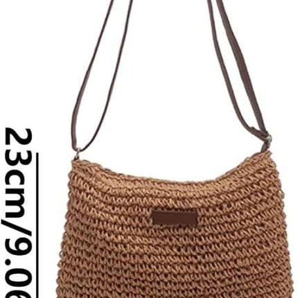 Straw Beach Bag, Summer Straw Bag Female Fashion Braided Single Shoulder Crossbody Bag All-Match Beach Bag.