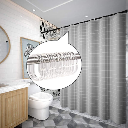 24 pcs Shower Curtain Rings Plastic Curtain C Rings Hook Hanger Bath Drape Loop Clip Glide Bathroom Shower Window Rod (Clear).