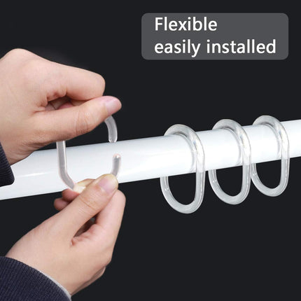 24 pcs Shower Curtain Rings Plastic Curtain C Rings Hook Hanger Bath Drape Loop Clip Glide Bathroom Shower Window Rod (Clear).