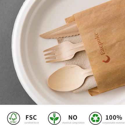 100 PCS Disposable Wooden Forks, 6.7 Inch, Polished Wooden Cutlery, Eco-Friendly, Biodegradable, Perfect for Parties, Weddings, Camping, Dinner Events.