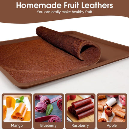 4 PCS Silicone Dehydrator mats with Edge Compatible with Cosori CP267-FD & Magic Mill, BPA-Free Silicone Tray Liners, Fruit Roll Sheet for Fruit Leather, Vegetables, Meat, Herbs and Liquid.