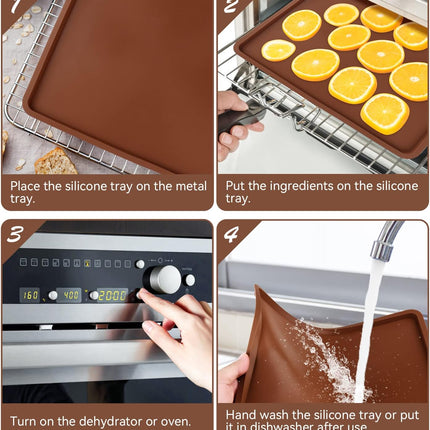 4 PCS Silicone Dehydrator mats with Edge Compatible with Cosori CP267-FD & Magic Mill, BPA-Free Silicone Tray Liners, Fruit Roll Sheet for Fruit Leather, Vegetables, Meat, Herbs and Liquid.