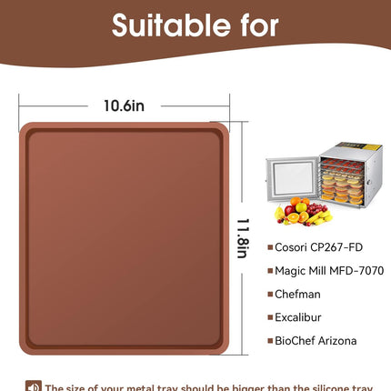 4 PCS Silicone Dehydrator mats with Edge Compatible with Cosori CP267-FD & Magic Mill, BPA-Free Silicone Tray Liners, Fruit Roll Sheet for Fruit Leather, Vegetables, Meat, Herbs and Liquid.