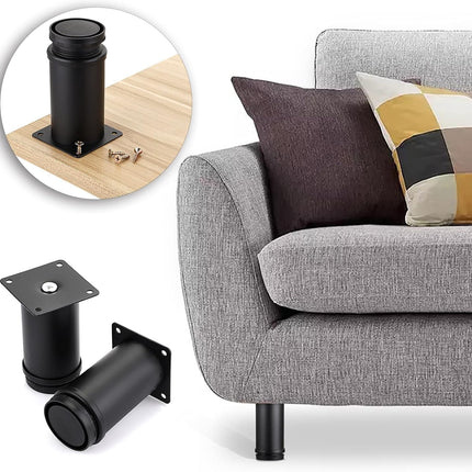 4Pcs 4 Inch Adjustable Replacement Furniture Legs Feets - Stainless Steel Table Legs Extenders Heavy Duty Furniture Risers Lifters for Cabinet Sofa Chair Desk.