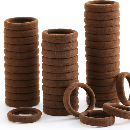 100 Pcs Thick Seamless Hair Ties, Ponytail Holders Hair Accessories No Damage for Thick Hair (Dark Brown Colors).