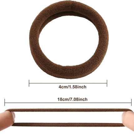 100 Pcs Thick Seamless Hair Ties, Ponytail Holders Hair Accessories No Damage for Thick Hair (Dark Brown Colors).