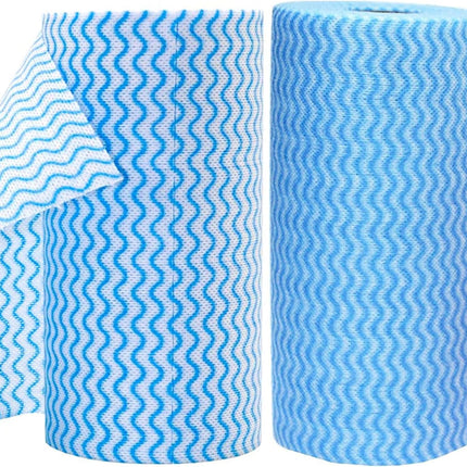 200 Counts Dish Cloths Kitchen Reusable, Disposable Cleaning Towels and Dish Cloths, Cleaning Rags Wipes Disposable,100 Count/Roll, Blue.