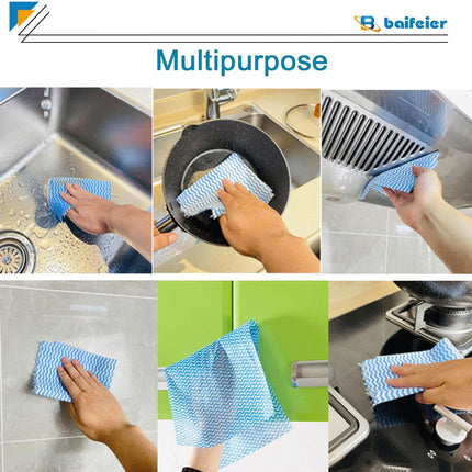 200 Counts Dish Cloths Kitchen Reusable, Disposable Cleaning Towels and Dish Cloths, Cleaning Rags Wipes Disposable,100 Count/Roll, Blue.
