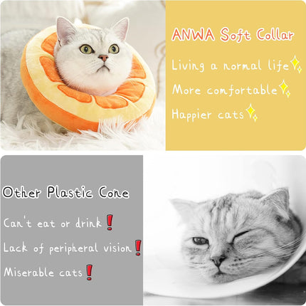 Adjustable Cat Cone Collar Soft, Cute Cat Donut Collar After Surgery, Kitten Recovery Cones to Stop Licking.