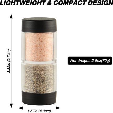 Salt and Pepper Shakers Moisture Proof Set, 2-in-1 Portable Spice Shaker with Airtight Lid, Perfect for Camping Kitchen, Travel, Car Camping, RV, Outdoors, Backpack, BBQ Picnic, Lunch Boxes.