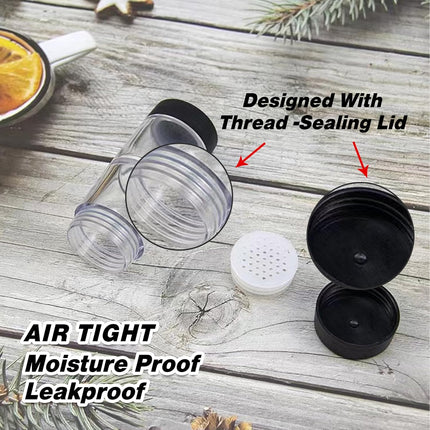 Salt and Pepper Shakers Moisture Proof Set, 2-in-1 Portable Spice Shaker with Airtight Lid, Perfect for Camping Kitchen, Travel, Car Camping, RV, Outdoors, Backpack, BBQ Picnic, Lunch Boxes.