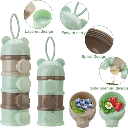 2 PCS 4 Layers Baby Milk Powder Dispenser, Milk Powder Pots,Food Storage Tank, Candy Storage Tank, Formula Dispenser Portable Milk Powder Formula Dispenser Container Pot Box Milk Cans Snack Storage.
