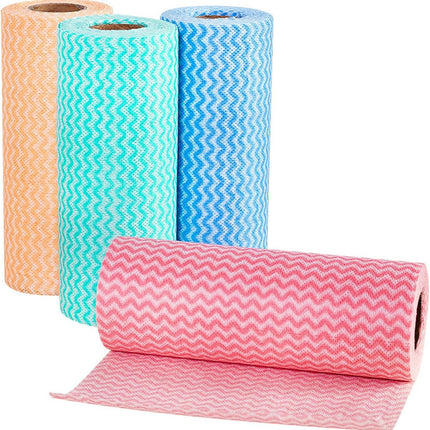 Disposable Cleaning Towel (4 Rolls /200pcs) Reusable Cleaning Wipe, Dish Towels Dish Rags Reusable Quick-Dry.