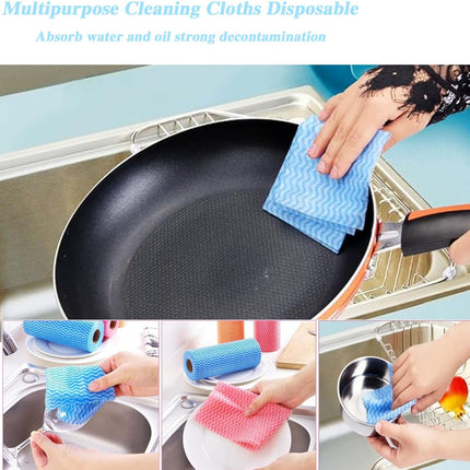Disposable Cleaning Towel (4 Rolls /200pcs) Reusable Cleaning Wipe, Dish Towels Dish Rags Reusable Quick-Dry.