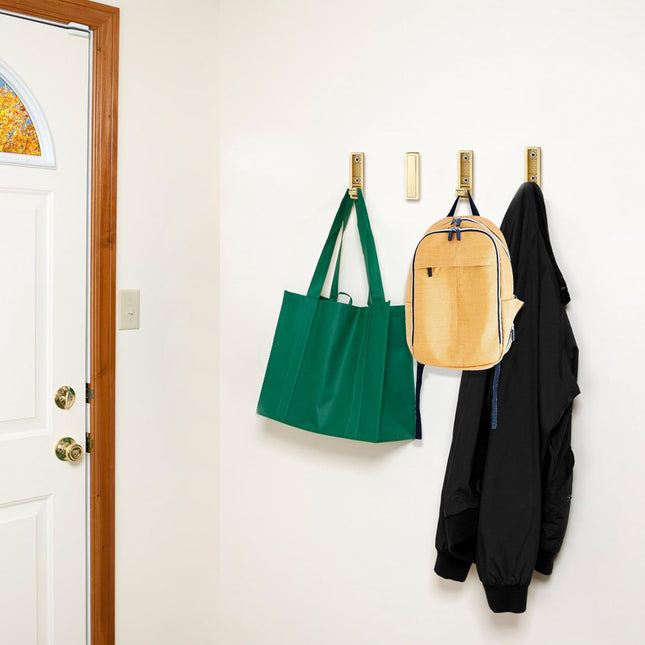 Folding Hooks 4 Pack Foldable Coat Hook Heavy Duty Wall Hooks for Hanging Coats, Towel, Hat, Backpacks (Gold).