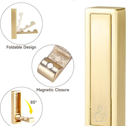 Folding Hooks 4 Pack Foldable Coat Hook Heavy Duty Wall Hooks for Hanging Coats, Towel, Hat, Backpacks (Gold).