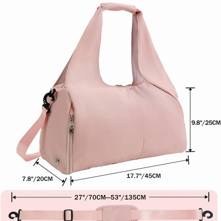 Gym Bag for Women with Shoe Compartment Yoga Mat Bag with Wet Pocket and Water Bottle Holder Weekender Bag with Strap.