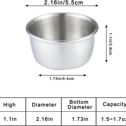 6-Pack Salad Dressing Food Storage Containers with Leakproof Silicone Lids, 50ml Stainless Steel Condiment & Dipping Sauce Cups Ideal for Lunch Bento Boxes.