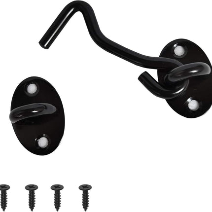 3-inch Heavy Duty Hook and Eye Latch - 1x Barn Door Lock, 4X Mounting Screws - Stainless Steel Hooks for Door, Windows, Sheds, Fences, Gates, Closets, Cabinets.