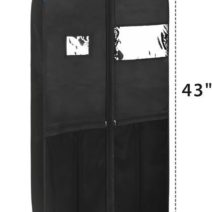 Garment Bags for Hanging Clothes Travel 43" Suit Bags for Closet Storage with Pockets Breathable Clothes Bags for Travel, Clothes,Suits,T-Shirts and Jackets with PVC Card Holder（2 Pack）.
