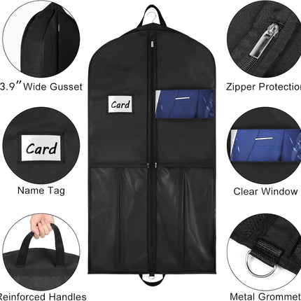 Garment Bags for Hanging Clothes Travel 43" Suit Bags for Closet Storage with Pockets Breathable Clothes Bags for Travel, Clothes,Suits,T-Shirts and Jackets with PVC Card Holder（2 Pack）.