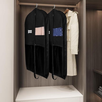 Garment Bags for Hanging Clothes Travel 43" Suit Bags for Closet Storage with Pockets Breathable Clothes Bags for Travel, Clothes,Suits,T-Shirts and Jackets with PVC Card Holder（2 Pack）.