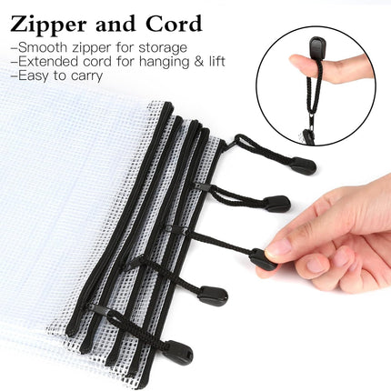 Mesh Zipper Pouch Bags, 24Pcs A5 Zipper Wallet Bags, Waterproof Pochette Plastique, Clear Mesh Plastic Zipper Pouch for Office Supplies, Documents, Paper, Travel, Cosmetics.
