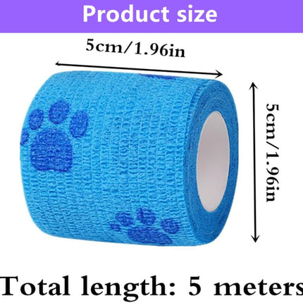 4 Rolls Pet Self Adhesive Bandage, Pet Vet Wrap Tape Waterproof Non-Woven Cohesive Gauze Rolls for Dog Cat Animals, Cohesive Bandages for Wrist Healing Ankle Sprain & Swelling Sport (2 x 5 Yards).