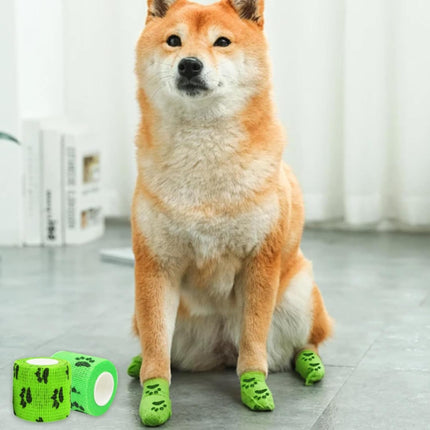 4 Rolls Pet Self Adhesive Bandage, Pet Vet Wrap Tape Waterproof Non-Woven Cohesive Gauze Rolls for Dog Cat Animals, Cohesive Bandages for Wrist Healing Ankle Sprain & Swelling Sport (2 x 5 Yards).