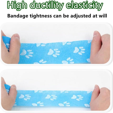 4 Rolls Pet Self Adhesive Bandage, Pet Vet Wrap Tape Waterproof Non-Woven Cohesive Gauze Rolls for Dog Cat Animals, Cohesive Bandages for Wrist Healing Ankle Sprain & Swelling Sport (2 x 5 Yards).