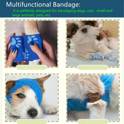 4 Rolls Pet Self Adhesive Bandage, Pet Vet Wrap Tape Waterproof Non-Woven Cohesive Gauze Rolls for Dog Cat Animals, Cohesive Bandages for Wrist Healing Ankle Sprain & Swelling Sport (2 x 5 Yards).