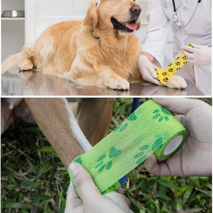 4 Rolls Pet Self Adhesive Bandage, Pet Vet Wrap Tape Waterproof Non-Woven Cohesive Gauze Rolls for Dog Cat Animals, Cohesive Bandages for Wrist Healing Ankle Sprain & Swelling Sport (2 x 5 Yards).