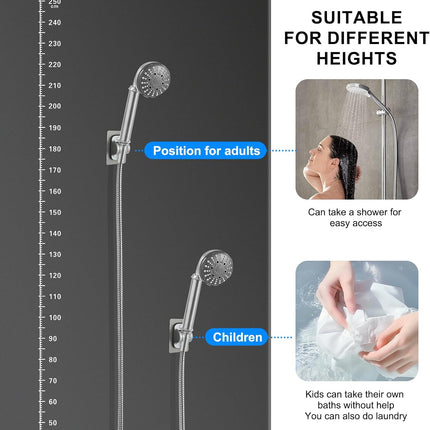Strong Adhesive Adjustable Shower Head Holder- Wall Mounted Heavy Duty Shower Head Shelf Bracket, Plastic Bracket Stick on Wall, Mount ABS- Shower Head Holder for Handheld Shower Heads (Grey).