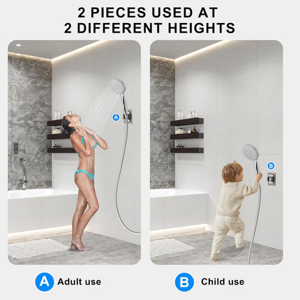 Strong Adhesive Adjustable Shower Head Holder- Wall Mounted Heavy Duty Shower Head Shelf Bracket, Plastic Bracket Stick on Wall, Mount ABS- Shower Head Holder for Handheld Shower Heads (Grey).