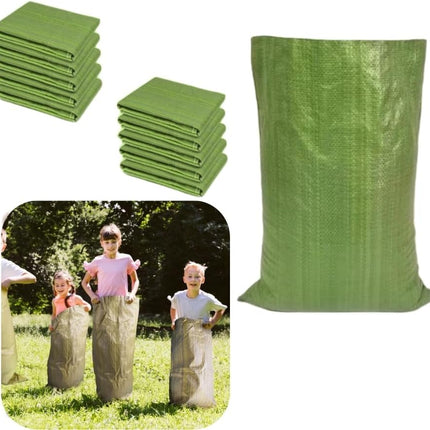 10PCS Potato Sack Race Bags,Large Seed Sack 60x 100cm Large Outdoor Lawn Game Bags for Adults and Children Birthdays, Yard，Game Parties, BBQs, Picnics，Storage (Green).
