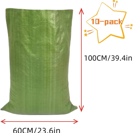 10PCS Potato Sack Race Bags,Large Seed Sack 60x 100cm Large Outdoor Lawn Game Bags for Adults and Children Birthdays, Yard，Game Parties, BBQs, Picnics，Storage (Green).