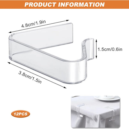 Picnic Table Cloth Clips Outdoor, 12 Pcs Plastic Tablecloth Clips Clear Table Cloth Holder Cover Clip for Tablecloth Indoor Home.