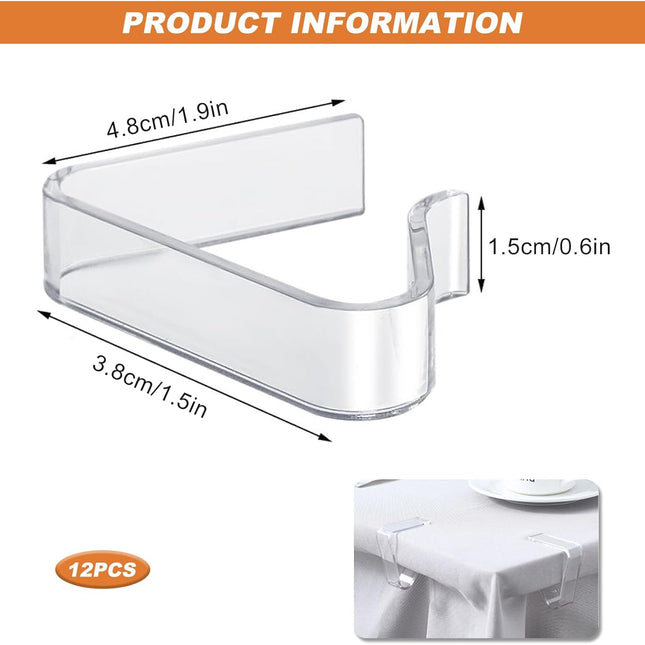 Picnic Table Cloth Clips Outdoor, 12 Pcs Plastic Tablecloth Clips Clear Table Cloth Holder Cover Clip for Tablecloth Indoor Home.