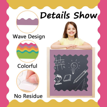 Bulletin Board Borders Set - 6 Rolls 196.8 Ft Bright Bulletin Board Decorations for Office, School Classroom Decor, Teachers & Home DIY - Posters & Birthday Parties - Board Trim.