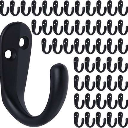 50PCS Coat Hooks Wall Mounted Single Prong Robe Hook for Hanging Towel Hooks with 100 Screws for Cup, Mug, Bags, Hat, Cap, Scarf, Pet leashes.