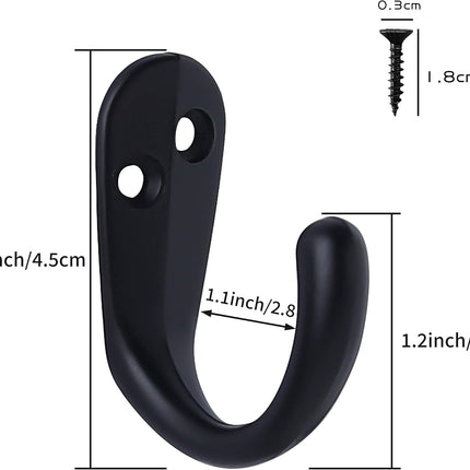 50PCS Coat Hooks Wall Mounted Single Prong Robe Hook for Hanging Towel Hooks with 100 Screws for Cup, Mug, Bags, Hat, Cap, Scarf, Pet leashes.