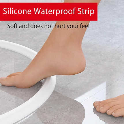 98 Inch Water Barrier for Sink,Silicone Shower Water Barrier Threshold Water Dam Self Adhesive Sealant Strip Bottom Seal Strip Corner Shower Water Guard for Bathroom Floor Bathtub Kitchen Countertop.