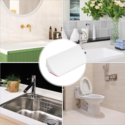 98 Inch Water Barrier for Sink,Silicone Shower Water Barrier Threshold Water Dam Self Adhesive Sealant Strip Bottom Seal Strip Corner Shower Water Guard for Bathroom Floor Bathtub Kitchen Countertop.