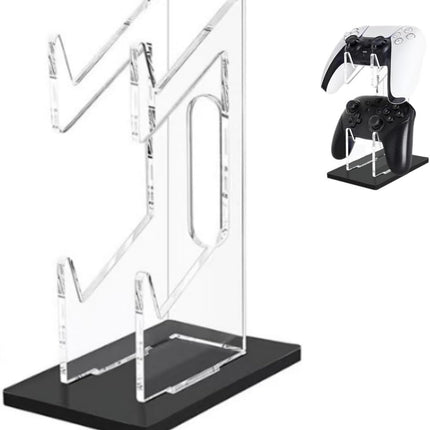 Universal Dual Game Controller Holder Desk Stand for PS4 PS5 Xbox ONE Switch, Perfect Display and Organization, Gaming Controller Accessories(Transparent Acrylic) (2T/Black)