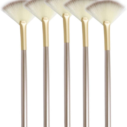 Slim Soft Facial Fan Brush,Makeup Cosmetic Multi Use, Mask Acid Applicator for Glycolic Peel Masques,Chemical Peel Brush,Pack of 5.